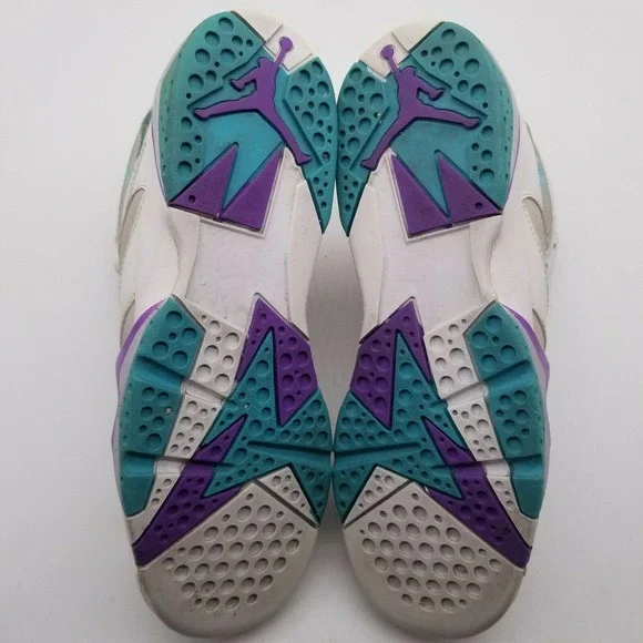 Air Jordan Retro 7 /442960-001 White Purple Teal Athletic Sneakers Size 7Y - Picture 10 of 10